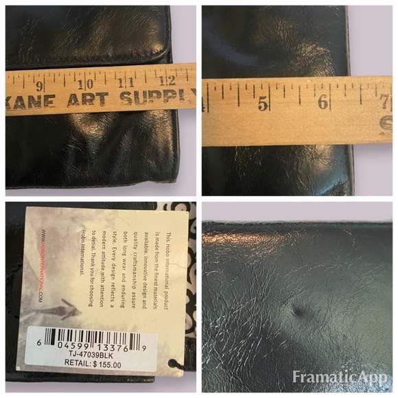 NWT Hobo International Katrina Leather Black Clutch 12.25” x 6.5”